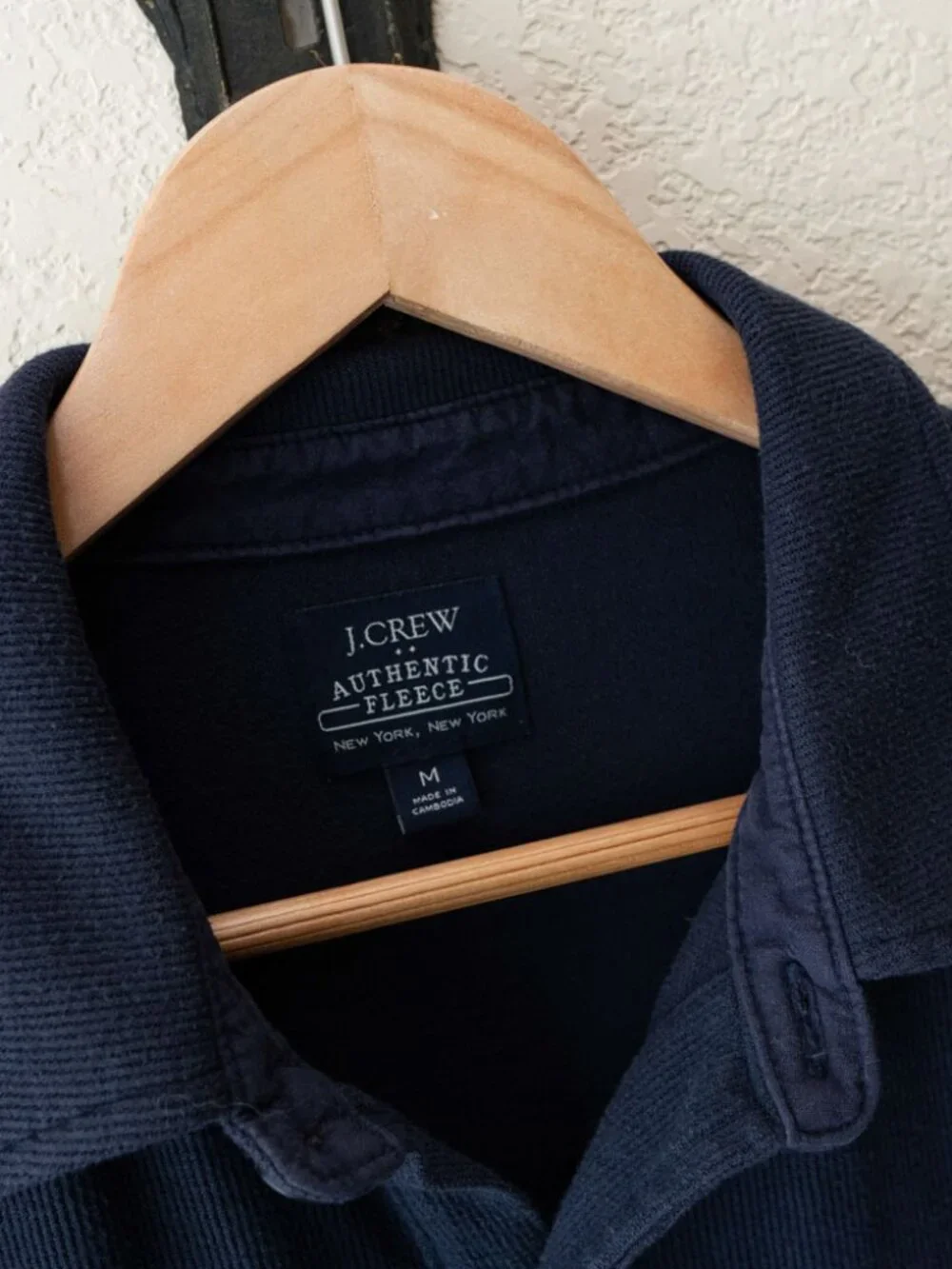 J.Crew Authentic Fleece Navy Ribbed Button Up Shirt Jacket Men's Medium Shacket